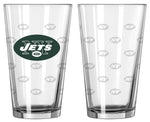 New York Jets Satin Etch Pint Glass Set