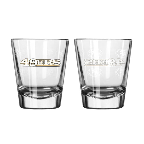 San Francisco 49ers Shot Glass - 2 Pack Satin Etch - New UPC
