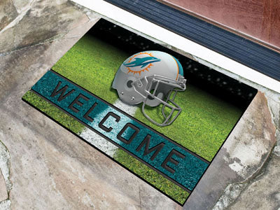 Miami Dolphins Door Mat 18x30 Welcome Crumb Rubber