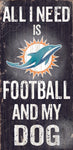 Miami Dolphins Wood Sign - Football and Dog 6"x12"