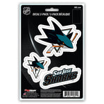 San Jose Sharks Decal Die Cut Team 3 Pack