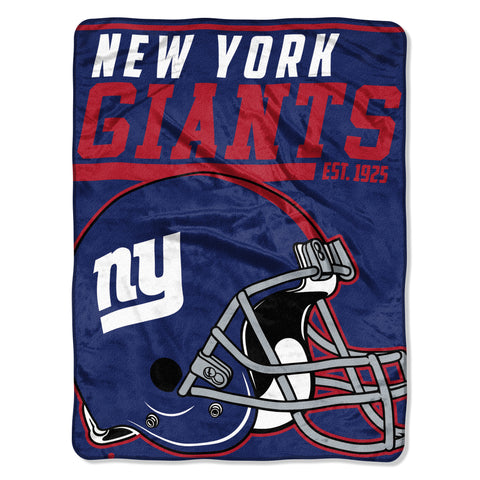 New York Giants Blanket 46x60 Micro Raschel 40 Yard Dash Design Rolled