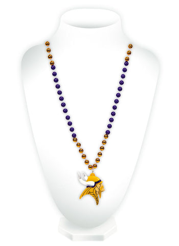 Minnesota Vikings Beads with Medallion Mardi Gras Style